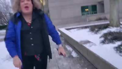 Journalist assaulted by a Karen outside of a courthouse