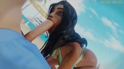Ana's beach blowjob (polishedjadebell)