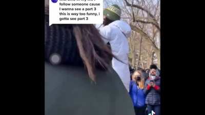 Girl at protest thinks MLK ended slavery