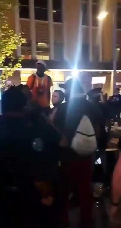 "Protesters" disrupt peaceful evening at a restaurant.