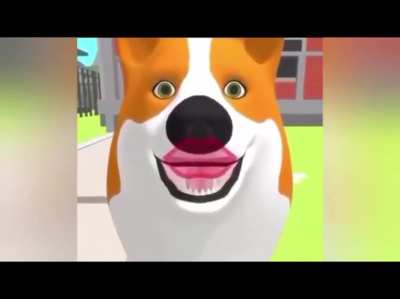 Man smooch dog, woman mad, woman hit man, man AHHH