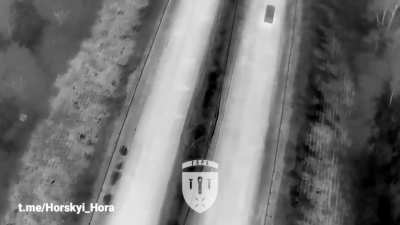 Russians complaining on Tik Tok that their van tires keep getting popped by drones, then gets destroyed by &ldquo;гора&rdquo; drone 