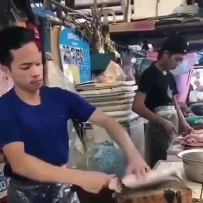 Skinning a fish