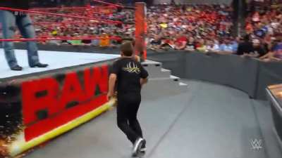 Goldberg's son Gage taking his first bump in front of a live crowd (WWE RAW, April 3, 2017)