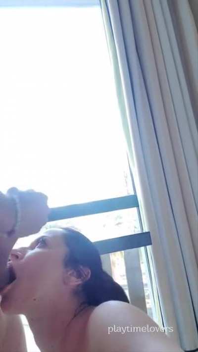 Sucking &amp;amp; Licking his Balls while I watch him Jerk off makes me so Hot [mf]