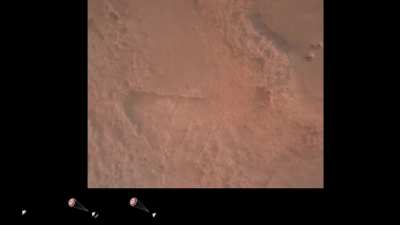 Perseverance rover landing on Mars after a 292.5 million mile journey (Credit: NASA)