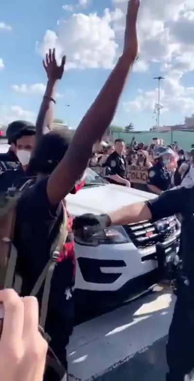 NYPD Cop pulls down peaceful protestor&rsquo;s mask to pepper spray him. This video is being removed all over twitter, they are trying to hide this.