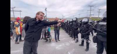&ldquo;Where are the children!? Where are they!? Find them! Bring them home!&rdquo; Reverend David Black (who was previously shot in the face with a pepper ball by an ICE sniper) pleads with the line of local and state police supporting DHS, outside the Broadview, IL