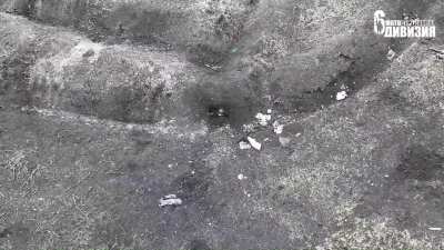 6th Motorized Rifle Division strike 2 Ukrainians in a dugout with an FPV drone, posted 02.02.2024