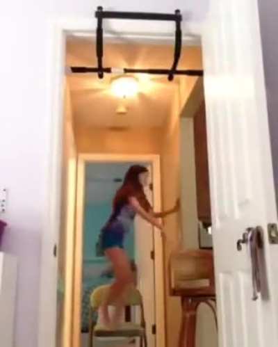 Trying to fly to the bar. I feel she probably would have fell anyways. Praying she didn&rsquo;t hit her head too hard&hellip;