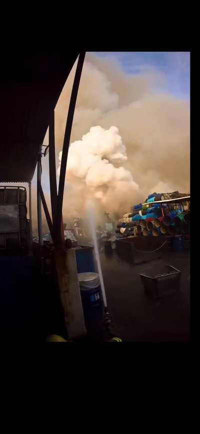 Fire at recycling plant causes artillery strike