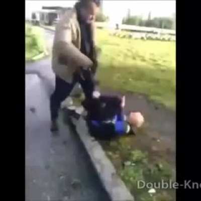 Little kid harasses older man