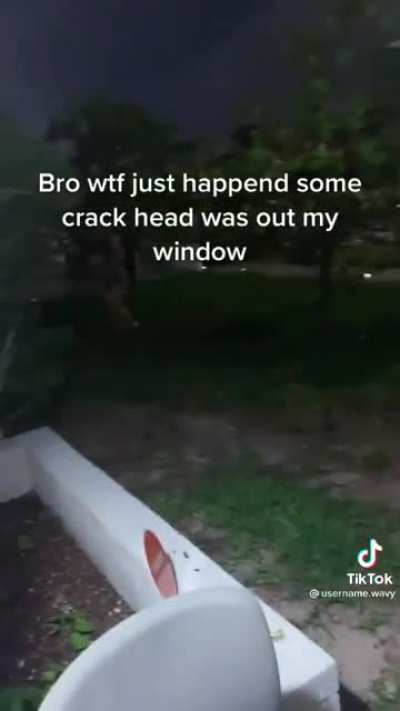 Kid freaks out after noticing crackhead outside his window