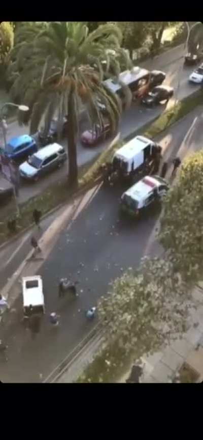 Yesterday protestors fighting against the police, Viña Del Mar, Chile. This was during the Festival of Viña.