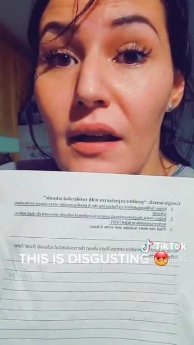 Aboriginal Student sent home racist residential school homework. Absolutely disgusting 👎🏽