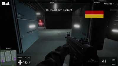 This is "Linguist FPS" (The Language Learning FPS.) It's designed to provide *interactive* comprehensible input. You follow instructions in your target language to unlock weapons and equipment upgrades. There's 15 different languages to choose from with s