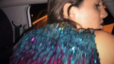 Sex in the Car before hitting a party with cum on my Pussy