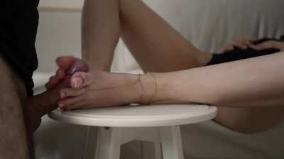 Making out while jerking him off with my 18yo soft soles