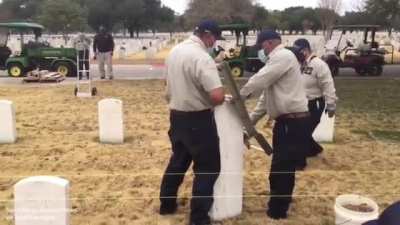 How headstones are replaced at a national cemetery