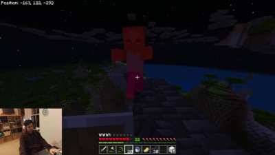 Tried to go cliffdiving with my zombie friend, but he took fall damage to... a phantom???