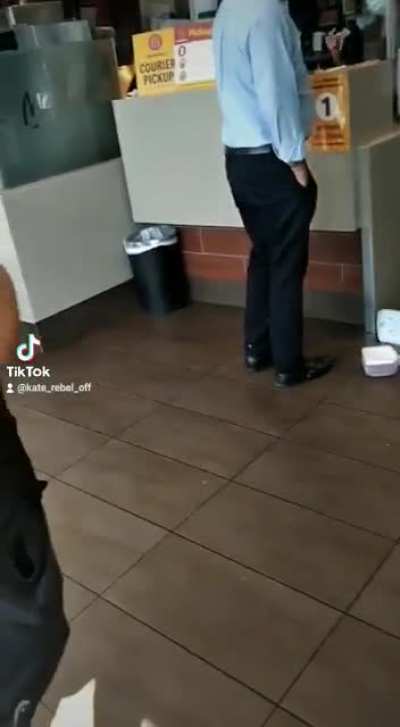 Man FREAKS out over wrong order on happy meal, destroys hand sanitizer, gets back in line then chaos ensues