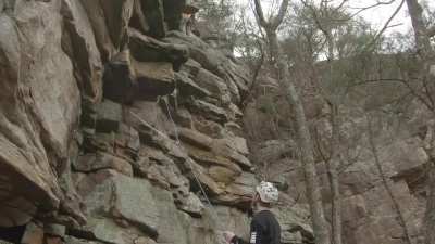 Climber gets hit by a rock right on the helmet, proving gavyn wrong