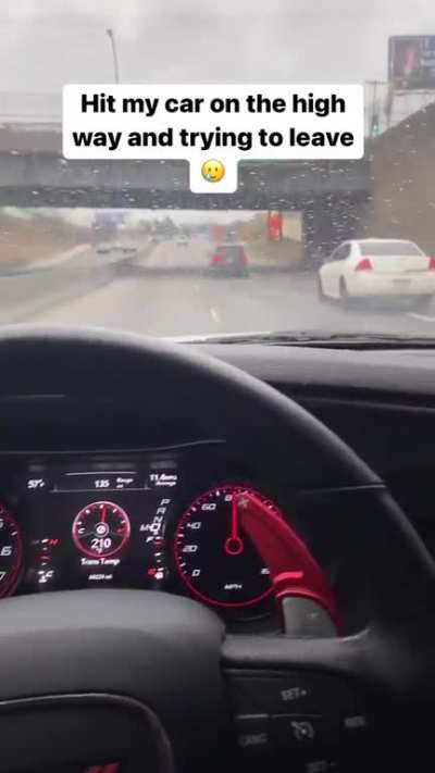 Supposed hit and run...lemme just speed and weave through traffic while screaming my head off