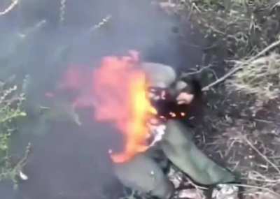 Russian soldier just chilling after being hit by something