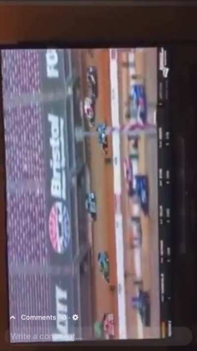 Bad crash from Bristol. Two cars were stuck together in the back and they didn&rsquo;t call a caution. One driver had to stay overnight in the hospital and one has a broken rib and a collapsed lung. Bristol won&rsquo;t show the video but I found this on Facebook. Ple