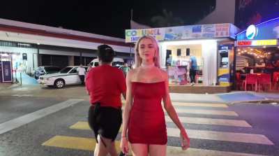 Wearing my red slutty dress around town