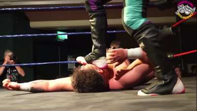 Mean foot on face
