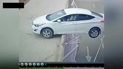 Crazy driver almost flies off edge