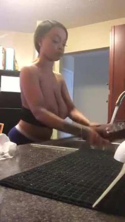 Washing dishes
