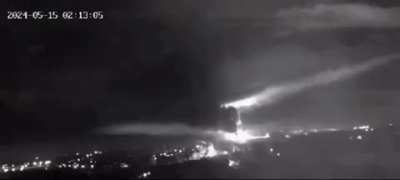 Surveillance camera footage of the Ukrainian ATACMS strike on Belbek Airport, Crimea. According to FIRMS data the fires are still not under control. 15.05.2024