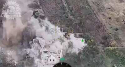 An AFU aircraft carried out an airstrike using AASM HAMMER on a house with Russian soldiers and ammunition in the Northern direction. October 2025.