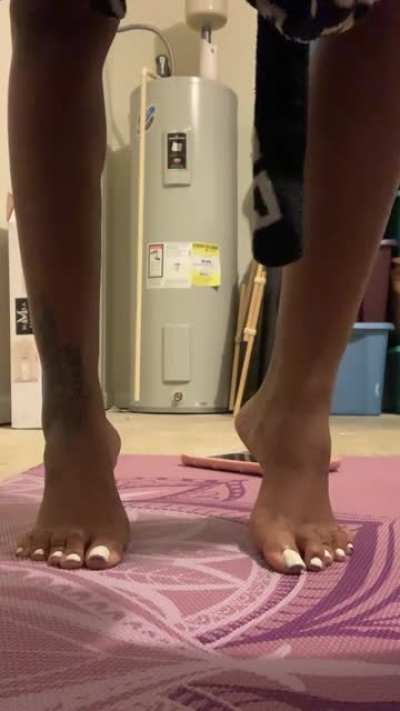 Early morning foot stretch