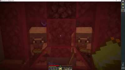 Tip: Piglins can pick up gold ingots diagonally through blocks, and they pick up only 1 ingot at a time. You can drop a full stack of ingots between 2 piglins and they will automatically go through them without any need for clocks and redstone.