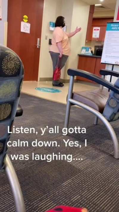 Impatient Karen Trying To Skip The Line Of Urgent Care Clinic.