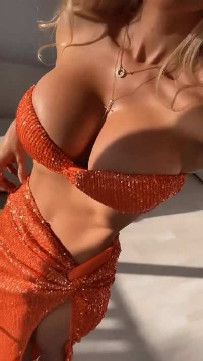 Red glossy dress