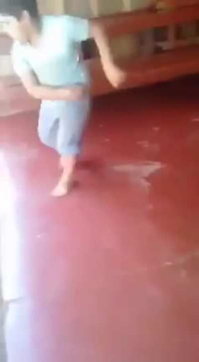 Little brother copes with the onslaught of his older brother
