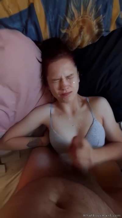 Tiny tits fires on herself