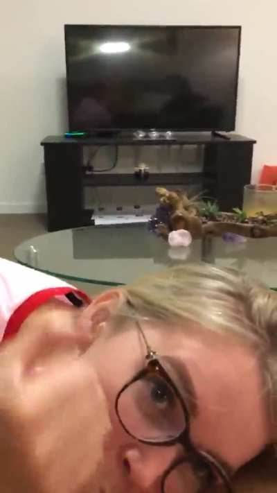 hot blonde finishes him off