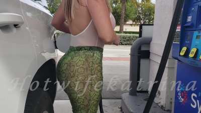 Another smokin-hot video by yours truly shows me running several errands around town wearing see-thru pants over a see-thru QOS thong bodysuit without panties! Tits, ass, and pussy on display for all to see! My pussy was soaking wet!
