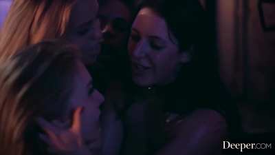 Angela feeds a couple of hungry cumsluts
