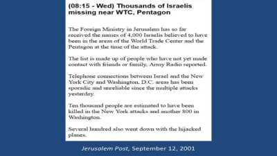 Thousands of Israeli&rsquo;s tipped off about 9/11, told to avoid flights and the World Trade Center