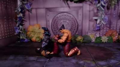 Stopmotion: Kazuya combo on the completed set. Test run for the full fight I&rsquo;ll be making.