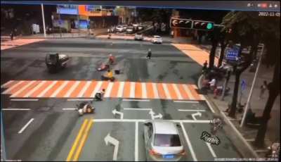Hit and run today in China miraculously no one was killed
