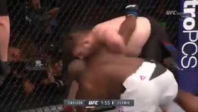 Derrick Lewis standing up from bottom position, dudes a "Beast"....