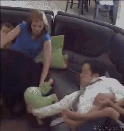 Dad reflex still on while taking a nap