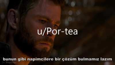 Thor, napim diyen Thanos'a lafı koyuyor ama edit programı &uuml;yeliğim dolduğu i&ccedil;in yazılar &ccedil;ok k&ouml;t&uuml;